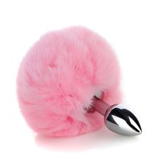 Анальна пробка металева з рожевим хвостиком кролика SKN-Z01