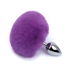 Анальна пробка металева з фіолетовим хвостиком кролика SKN-Z03
