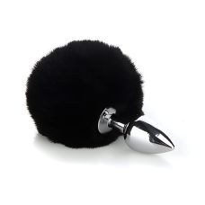 Анальна пробка металева з чорним хвостиком кролика SKN-Z04