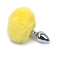 Анальна пробка сталева SKN з жовтим хвостом