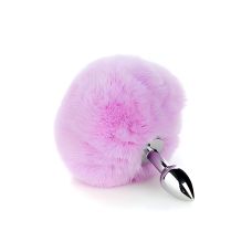 Анальна пробка металева з бузковим хвостом SKN розмір S