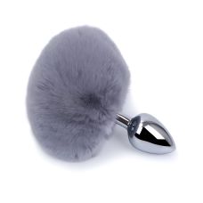 Анальна металева втулка з сірим хвостиком зайки SKN-Z12 розмір S