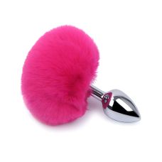 Анальна металева втулка з малиновим хвостиком зайки SKN-Z13 розмір S