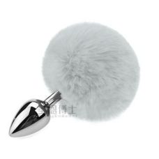 Анальная пробка серебристая из медицинской нержавеющей стали с графитовым хвостом SKN размер XS