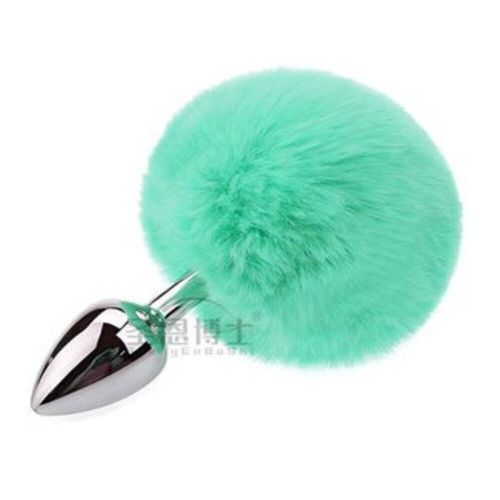 Анальная пробка серебристая из медицинской нержавеющей стали с зеленым хвостом SKN размер XS Анальная пробка серебристая из медицинской нержавеющей стали с зеленым хвостом SKN размер XS