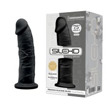 Фаллоимитатор реалистичный на присоске из силикона двойной плотности черный Silexd модель 2 ZM01 