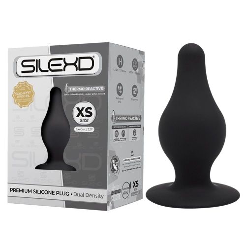 Анальная пробка термореактивная конической формы черная Silexd Plug Model 2 размер XS