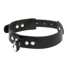 Нашийник для БДСМ Чорний Шкіряний Obediense Smooth