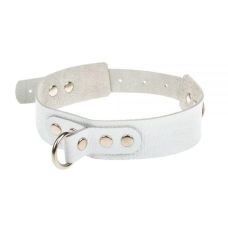 Ошейник белый для БДСМ кожаный Obediense