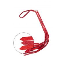 Флогер, многохвостая гладка батіг зі шкіри Червона Fancy Leather Floger Red