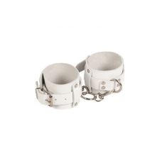 Кайдани для фіксації рук з натуральної шкіри білі Leather Dominant Hand Cuffs