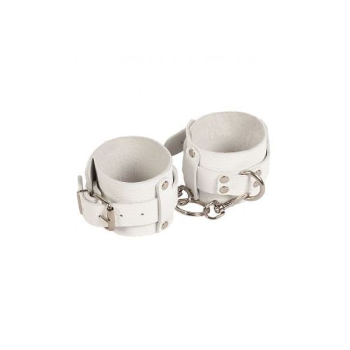 Оковы для фиксации рук из натуральной кожи белые Leather Dominant Hand Cuffs