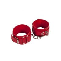 Оковы для ног кожаные красные БДСМ Leather Dominant Leg Cuffs