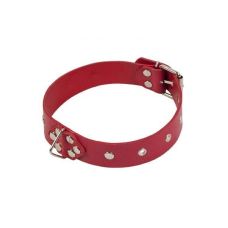 Ошейник БДСМ кожаный красный Leather Restraints Collar