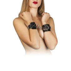 Оковы для фиксации рук из кожи черные с заклепками Leather Hand Cuffs