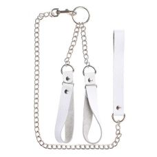 Наручники шкіряні з повідцем sLash Gentle Hold білі