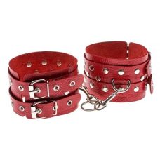 Кайдани для ніг шкіряні червоні Leather Double Fix Leg Cuffs