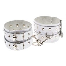 Кайдани для ніг шкіряні білі Leather Double Fix Leg Cuffs, white