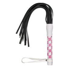 Флогер багатохвостий гладкий батіг VIP Leather Flogger White & Light Pink
