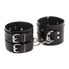 Оковы чёрные для БДСМ кожаные Obediense Smooth 