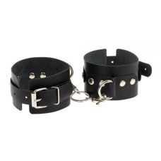Оковы чёрные для БДСМ кожаные Obediense Smooth Black