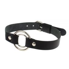 Нашийник чорний для сексу Шкіряний Double Target Smooth
