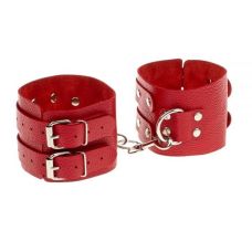 Оковы кожаные красные для БДСМ Obediens красные