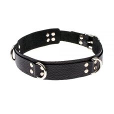 Нашийник БДСМ шкіряний чорний Slave leather collar
