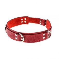 Ошейник БДСМ кожаный красный Slave leather collar