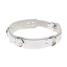 Нашийник БДСМ Шкіряний білий Slave leather collar