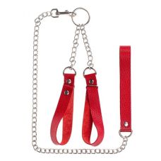 Наручники шкіряні з повідцем червоні sLash Gentle Hold