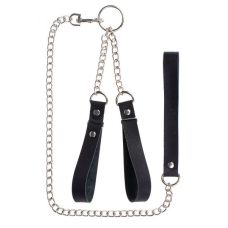 Наручники шкіряні з повідцем sLash Gentle Hold гладкі чорні