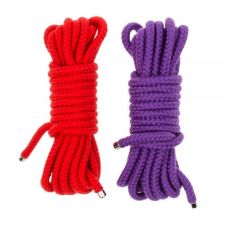 Набор веревок для связывания тела длина 5 метров БДСМ красная фиолетовая sLash