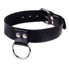 Нашийник Шкіряний для людей чорний Ring of Humiliti