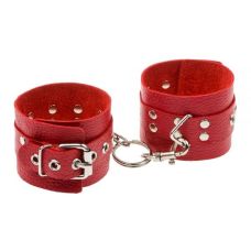 Оковы для фиксации рук красные из натуральной кожи sLAsh Leather Rastraints Hand Cuffs