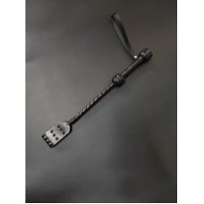 Стек короткий із шипами БДСМ із натуральної шкіри чорного кольору Candy Hero