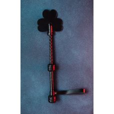 Стек в виде листика клевера БДСМ натуральная кожа черный Candy Hero длина 380 мм