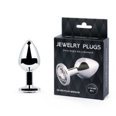 Анальная металлическая втулка Anal Jewelry Plug с кристаллом L 82 мм D 34 мм вес 90г