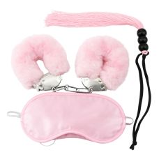 Набір БДСМ маска/наручники/флогер міні рожевого кольору DS Fetish 3 предмети