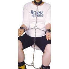 Система для фиксации тела БДСМ ошейник с поводком и фиксацией рук и ног черного цвета Sunspice