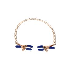 Золотистые зажимы для сосков на цепочке Sex & Mischief Cougar Chained 