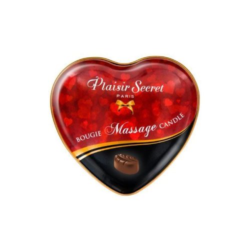 Массажная свеча-сердечко возбуждающая с ароматом Шоколад Plaisirs Secrets 35 мл