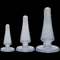 Набір анальних пробок з гелевим напиленням з обмежувачами Doc Johnson Crystal Jellies Anal Initiation Kit-Clear