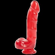 Фалоімітатор на присоску з гелевим покриттям Doc Johnson Jelly Jewels-Cock and Balls with Suction Cup-Red