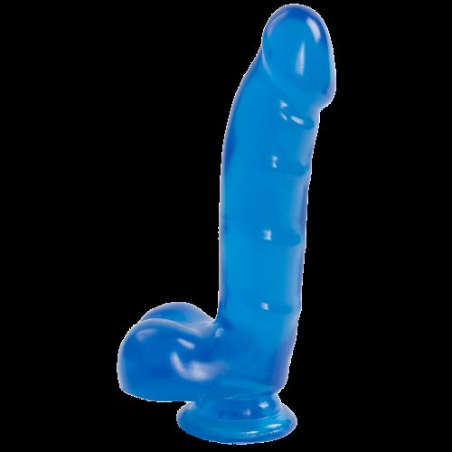 Фаллоимитатор на присоске с гелевым покрытием Doc Johnson Jelly Jewels - Cock and Balls with Suction Cup - Blue