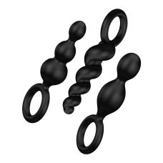 Набір анальних силіконових пробок різної конфігурації Satisfyer Plugs black (set of 3) 