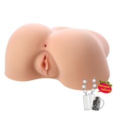 Мастурбатор полуторс Анус та Вагіна з вібрацією та масажем тілесного кольору Kokos OLIVIA SAY 2WayPlus