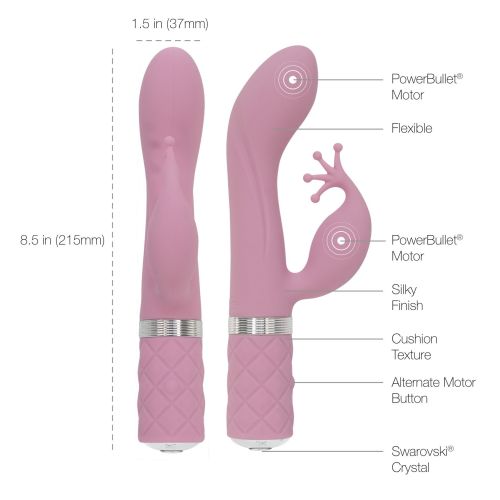 Роскошный вибратор Бурный оргазм для точки G со стимуляцией клитора PILLOW TALK - Kinky Pink с кристаллом Сваровски