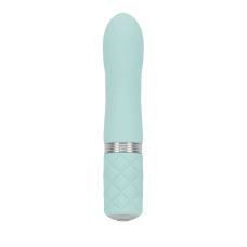 Роскошный вибратор вагинальный и для клитора силиконовый с гибкой головкой с кристаллом Сваровски голубой PILLOW TALK - Flirty Teal 