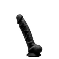 Фаллоимитатор 17,7 см/3,8 см Silexd Johnny Black реалистичный гибкий с яичками на присоске Сайлексд